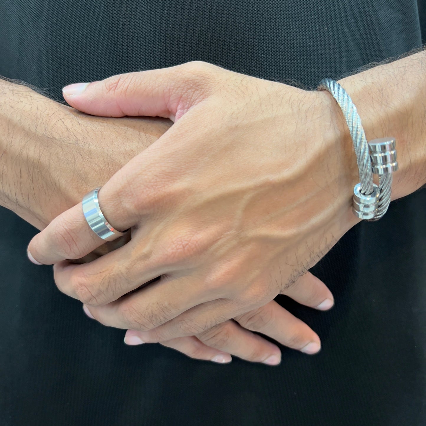 Silver Cuff Titanium Steel Bracelets for Men