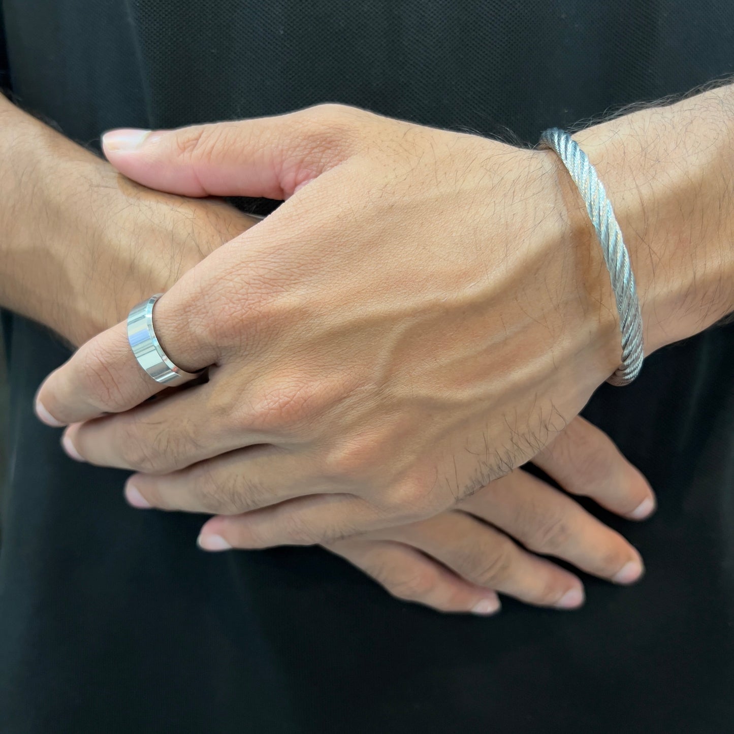 Silver Cuff Titanium Steel Bracelets for Men