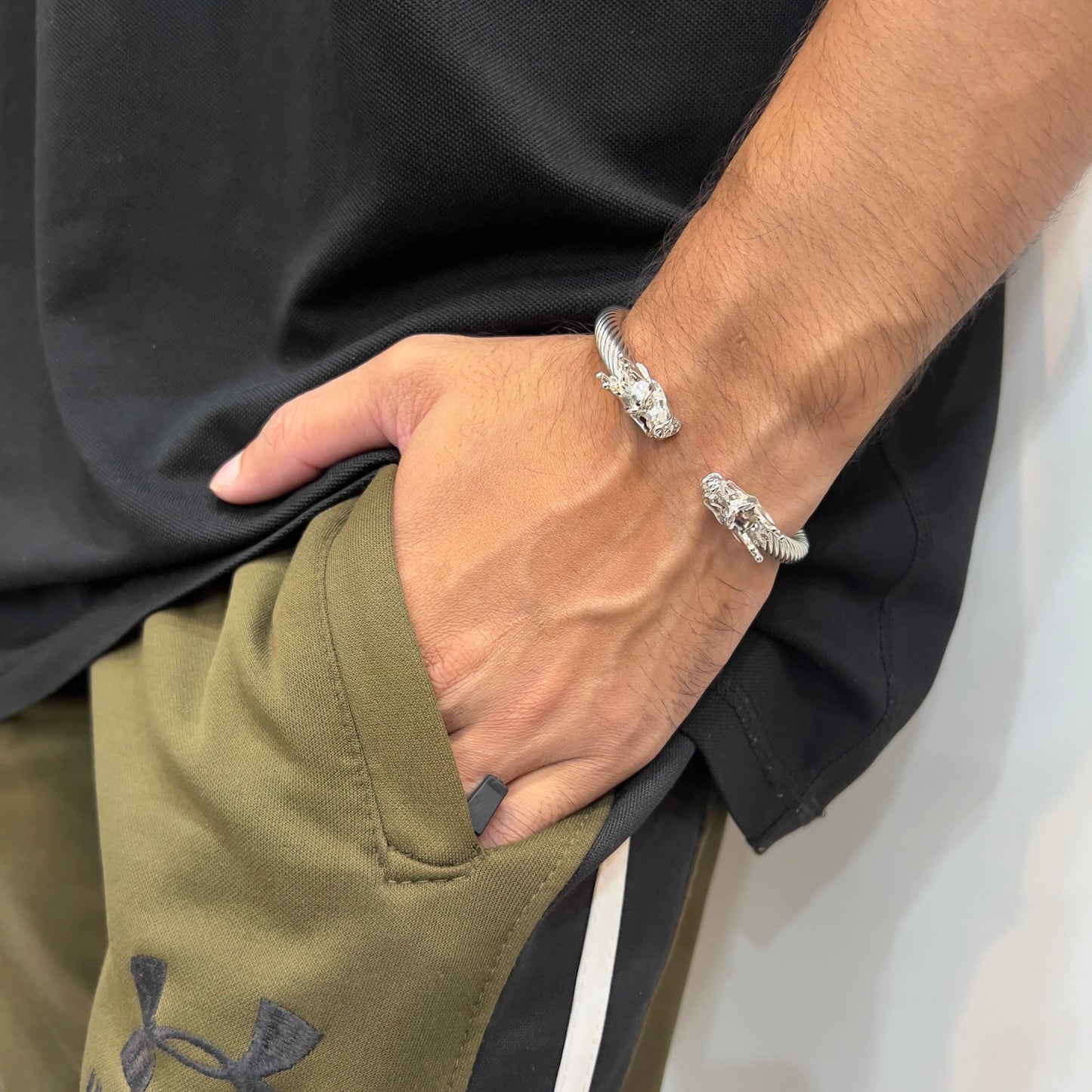 Dragon Silver Steel Bracelet for Men
